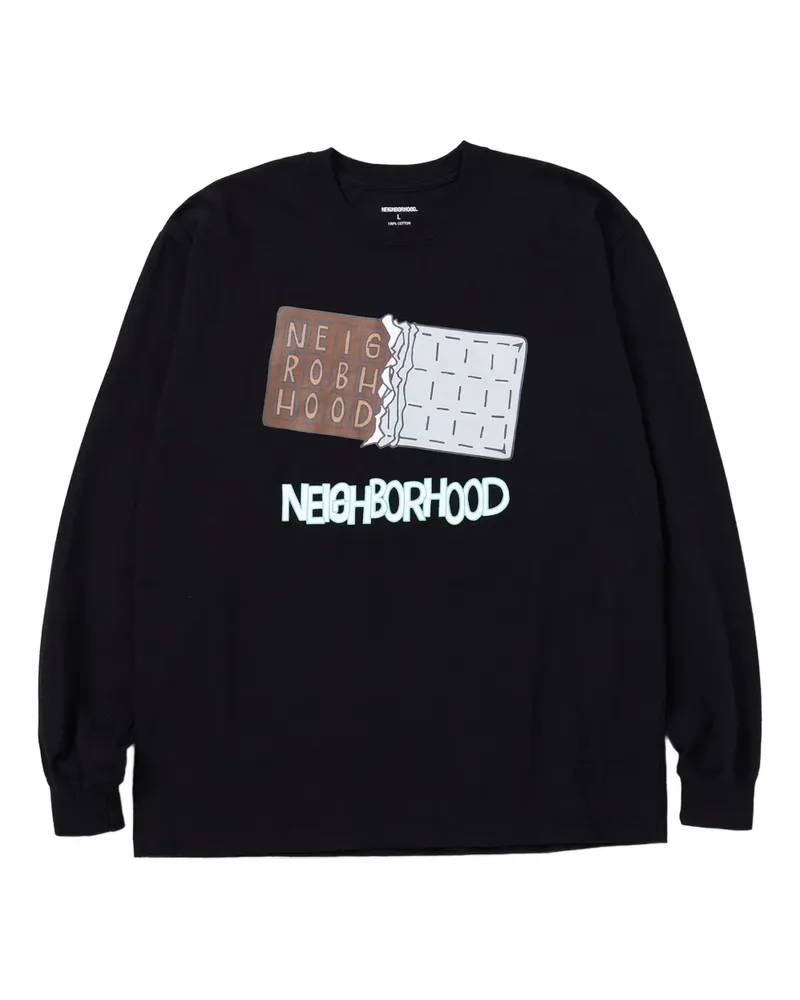 Neighborhood Langarmshirt mit grafischem Print - Schwarz Schwarz