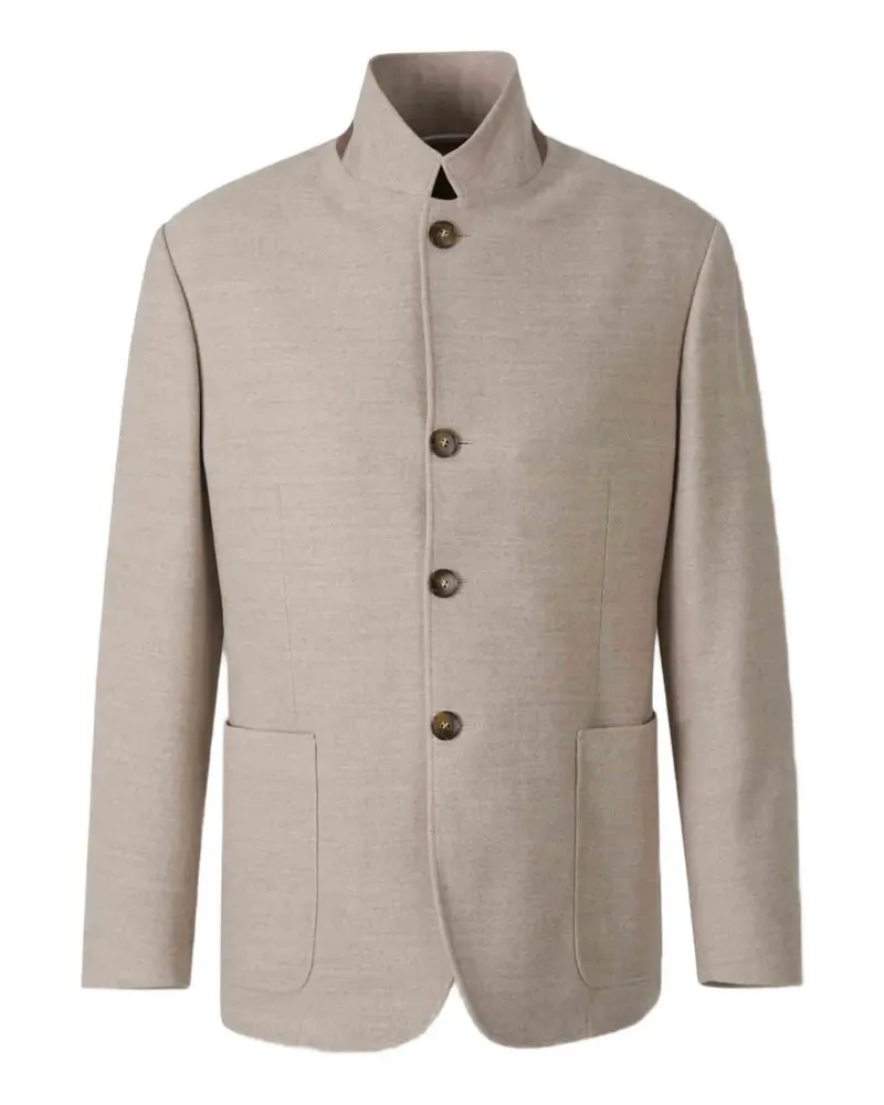 Canali high-neck patch-pocket jacket - Nude Nude