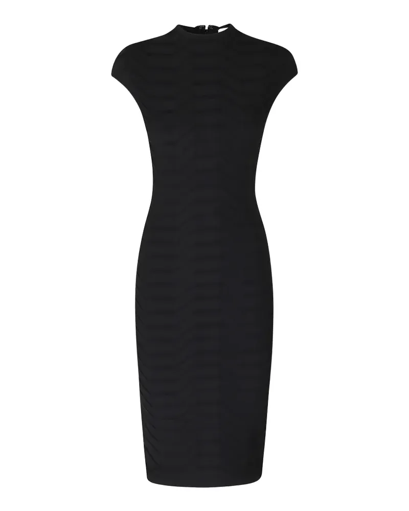 Hervé Léger chevron-knit cap-sleeve midi dress - Schwarz Schwarz