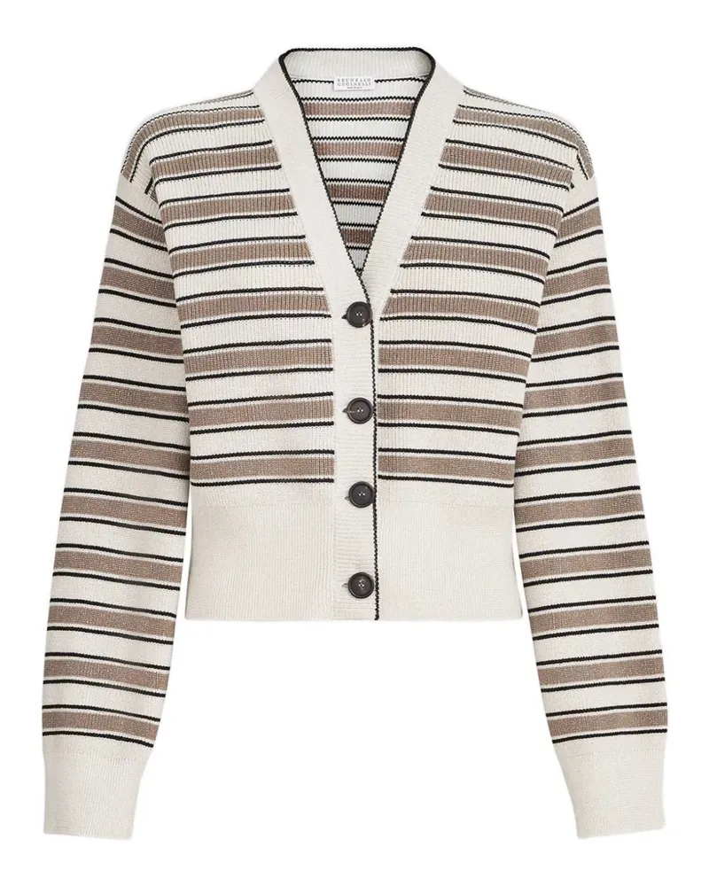 Brunello Cucinelli Cardigan mit Streifen - Nude Nude