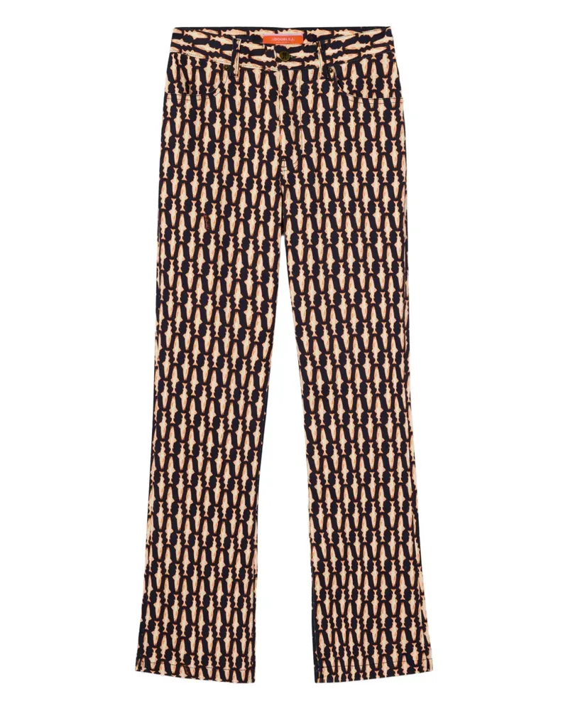 La DoubleJ Schlagjeans mit geometrischem Print - Blau Blau