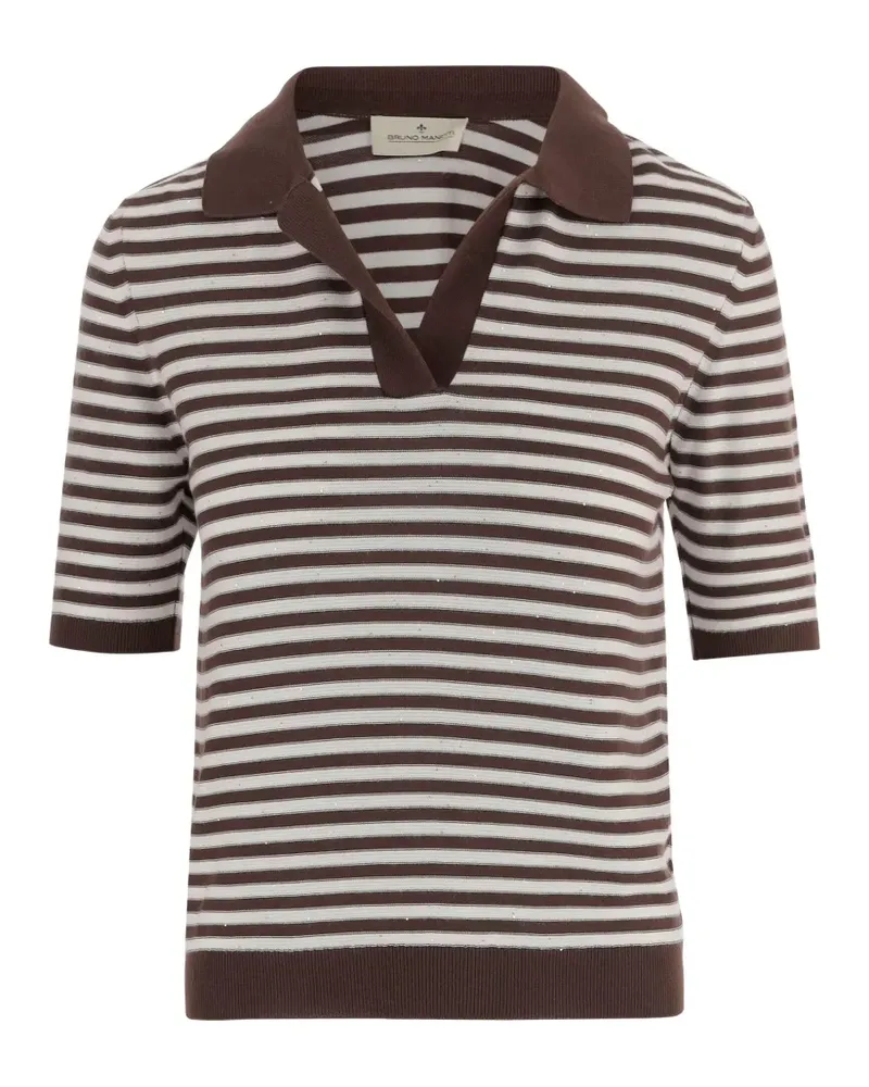 Bruno Manetti striped T-shirt - Braun Braun