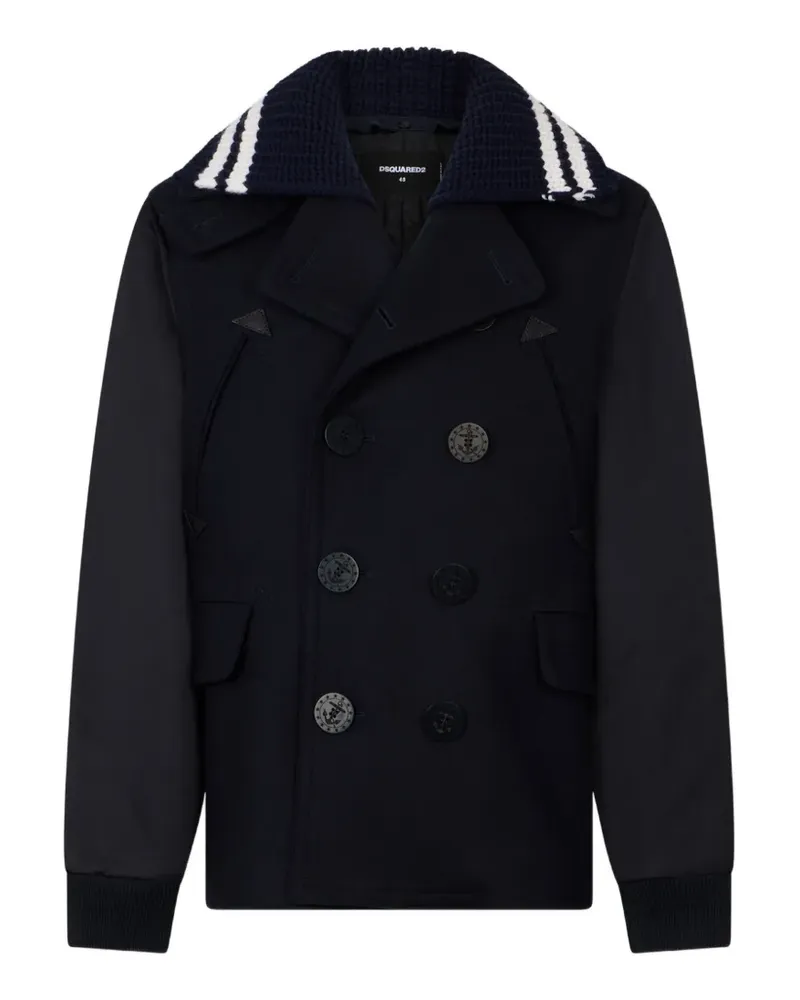 Dsquared2 Doppelreihiger Hybrid Mantel - Blau Blau