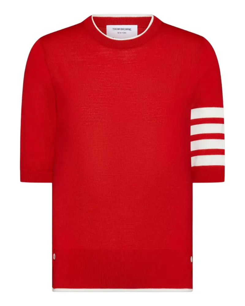 Thom Browne Kurzärmeliger Pullover mit 4-Streifen-Logo - Rot Rot