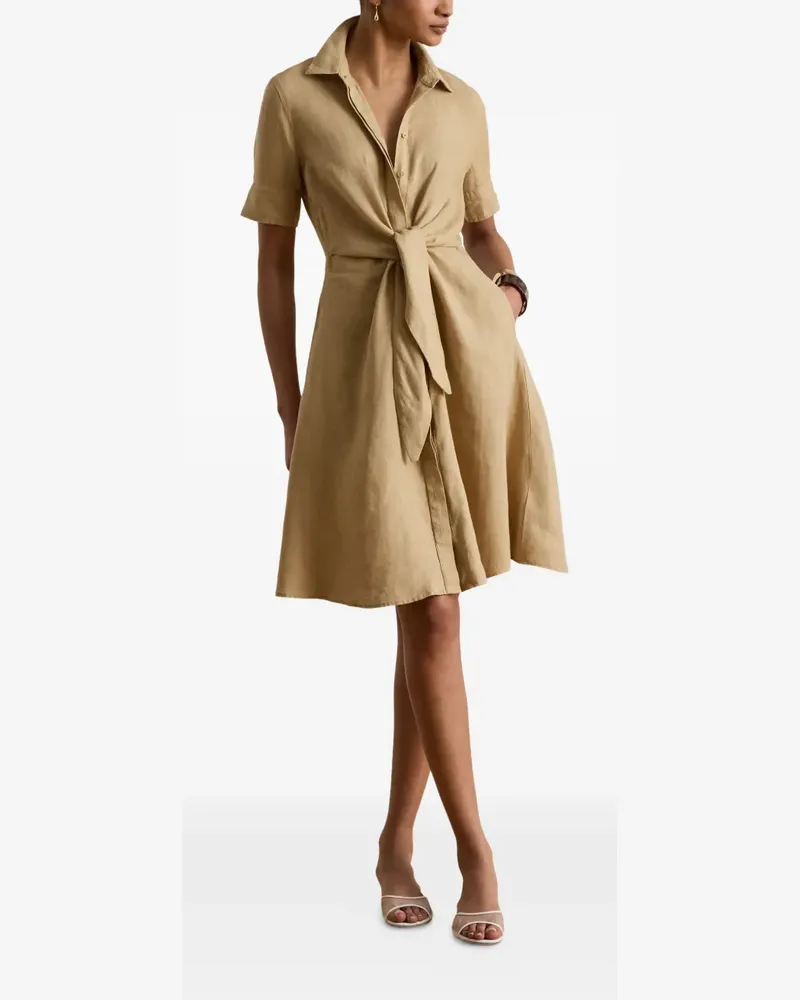 Ralph Lauren Midikleid aus Leinen - Nude Nude