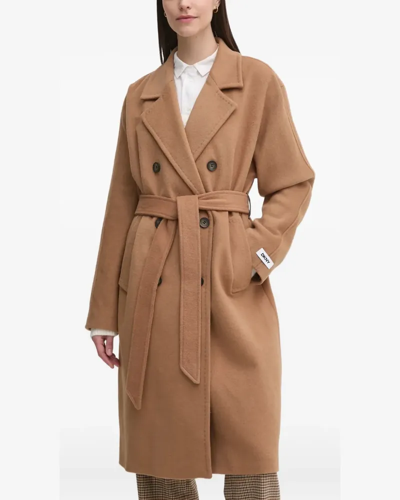 DKNY Doppelreihiger Mantel mit Gürtel - Braun Braun