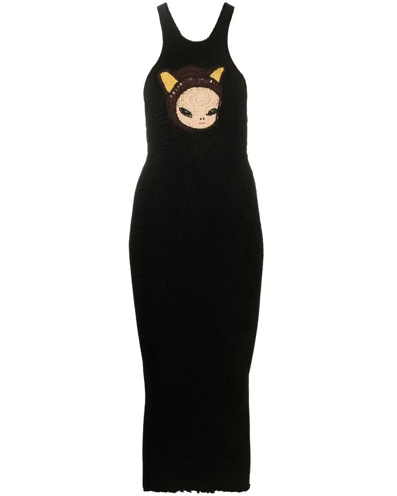 Stella McCartney Nara Midikleid mit Häkeldetail - Schwarz Schwarz