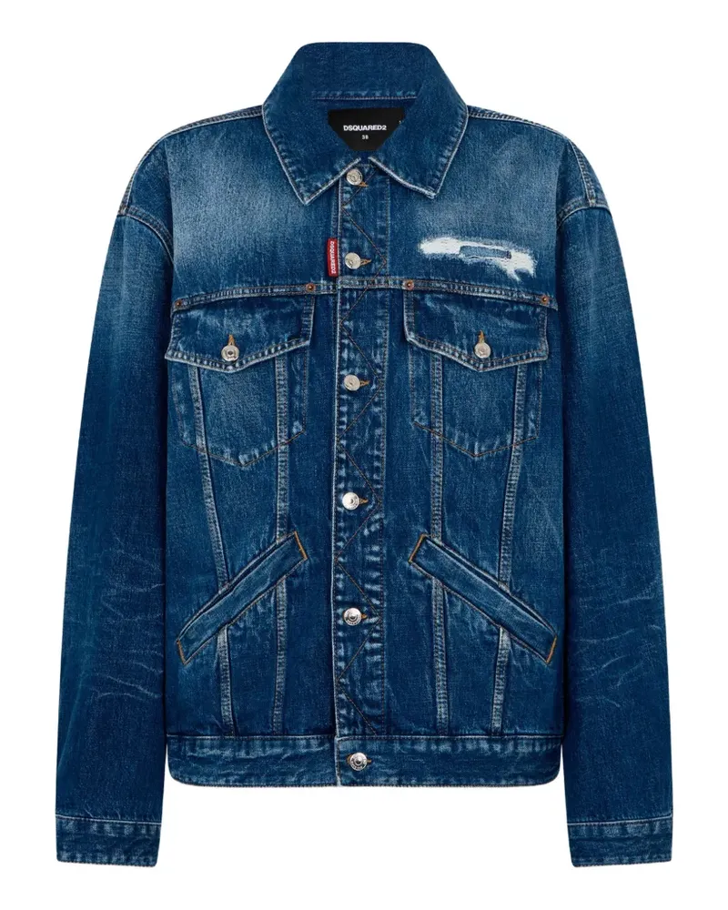 Dsquared2 Oversized-Jeansjacke aus gewaschenem Wildleder - Blau Blau