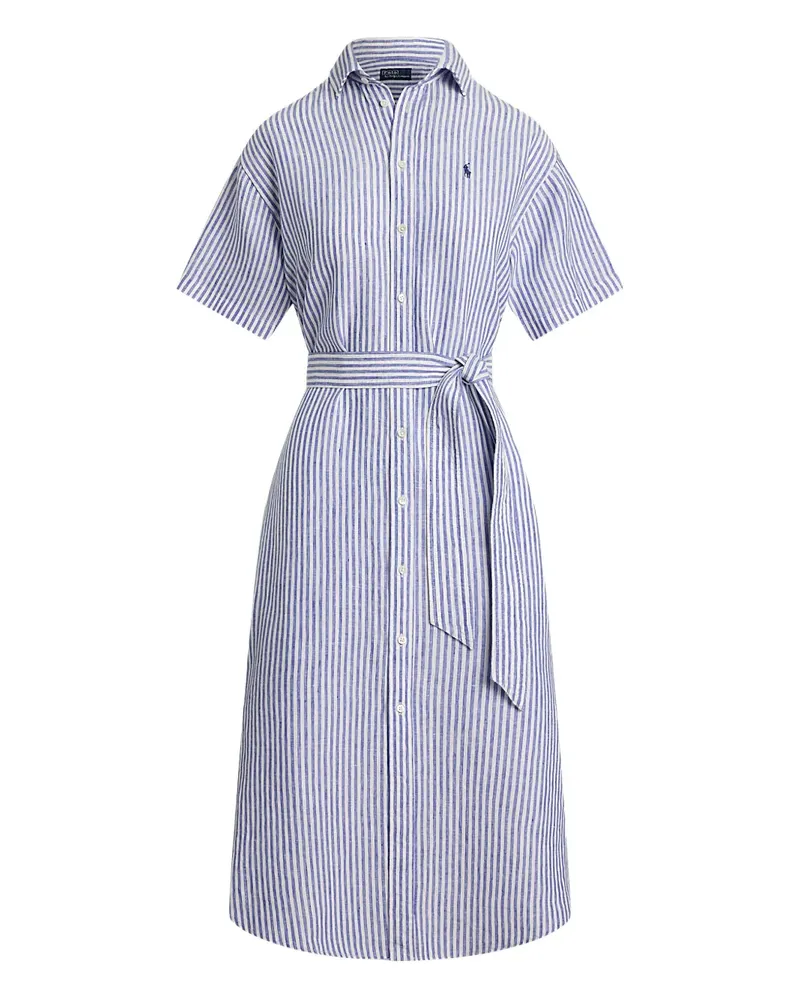 Ralph Lauren Kurzärmeliges Leinenkleid - Blau Blau