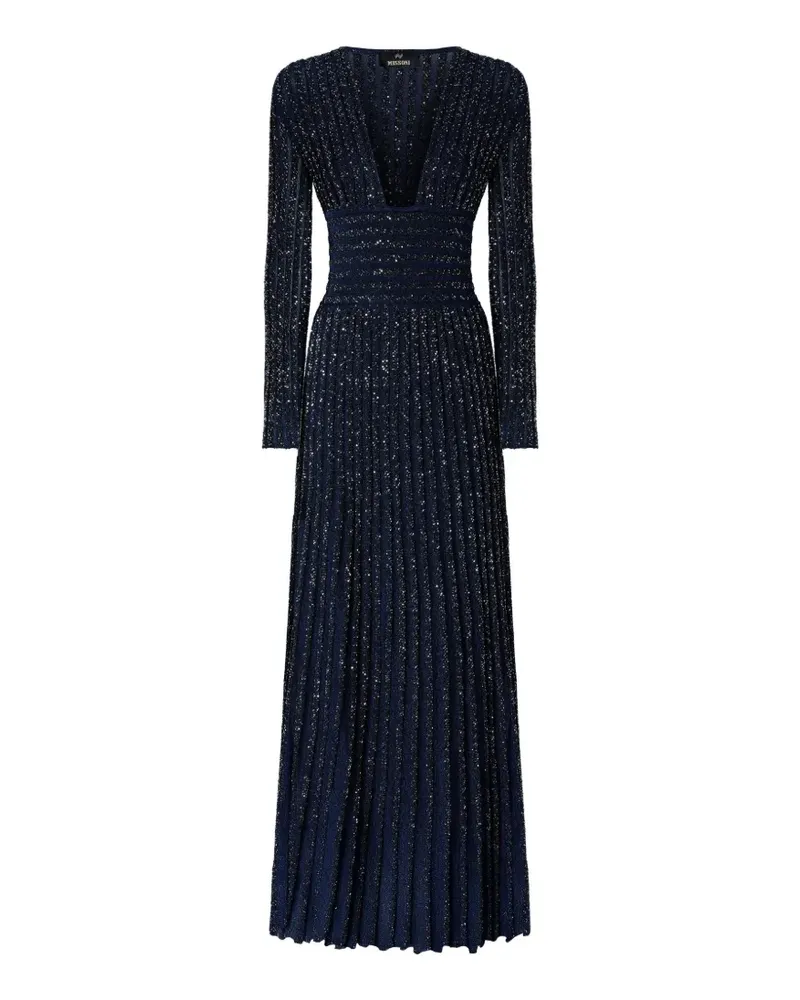 Missoni Langärmeliges Maxikleid mit tiefem Ausschnitt - Blau Blau