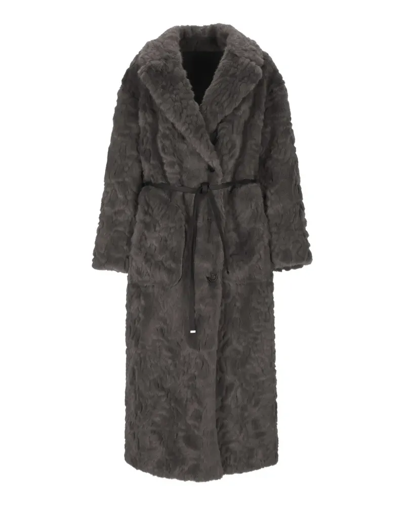 Urbancode belted faux-fur coat - Grau Grau