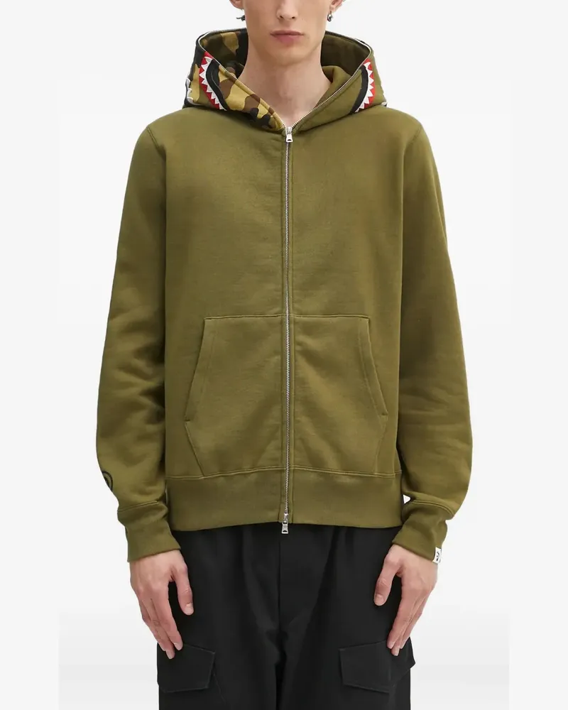 BAPE Hoodie mit Camouflage-Hai - Grün Grün