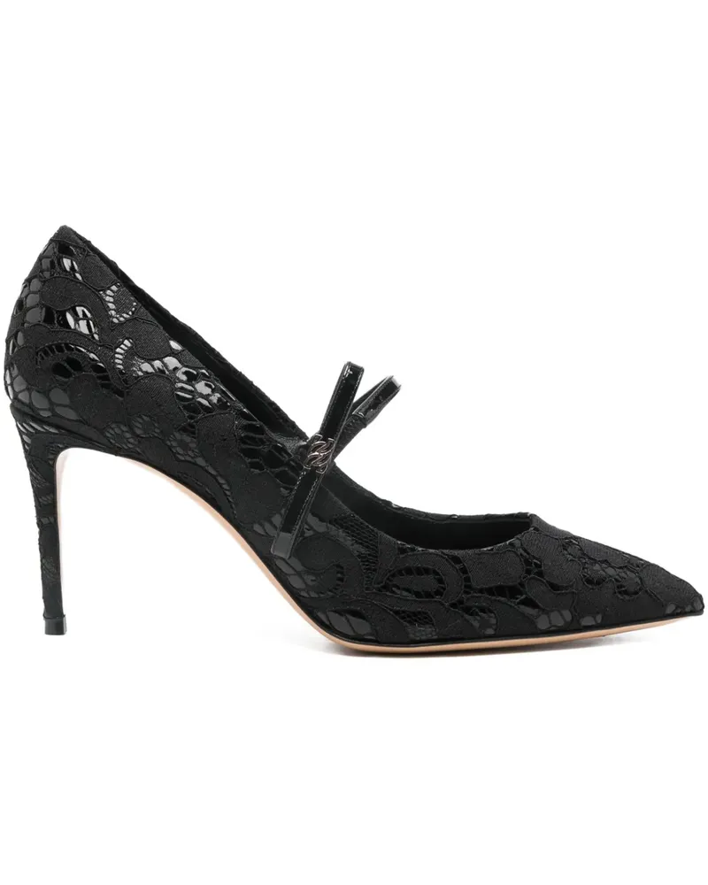 Casadei Spitze Pumps mit Spitzendetail 80mm - Schwarz Schwarz