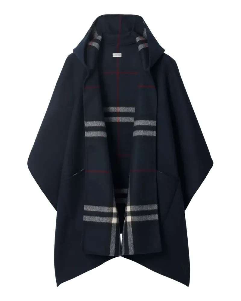 Burberry Kariertes Cape mit Kapuze - Blau Blau