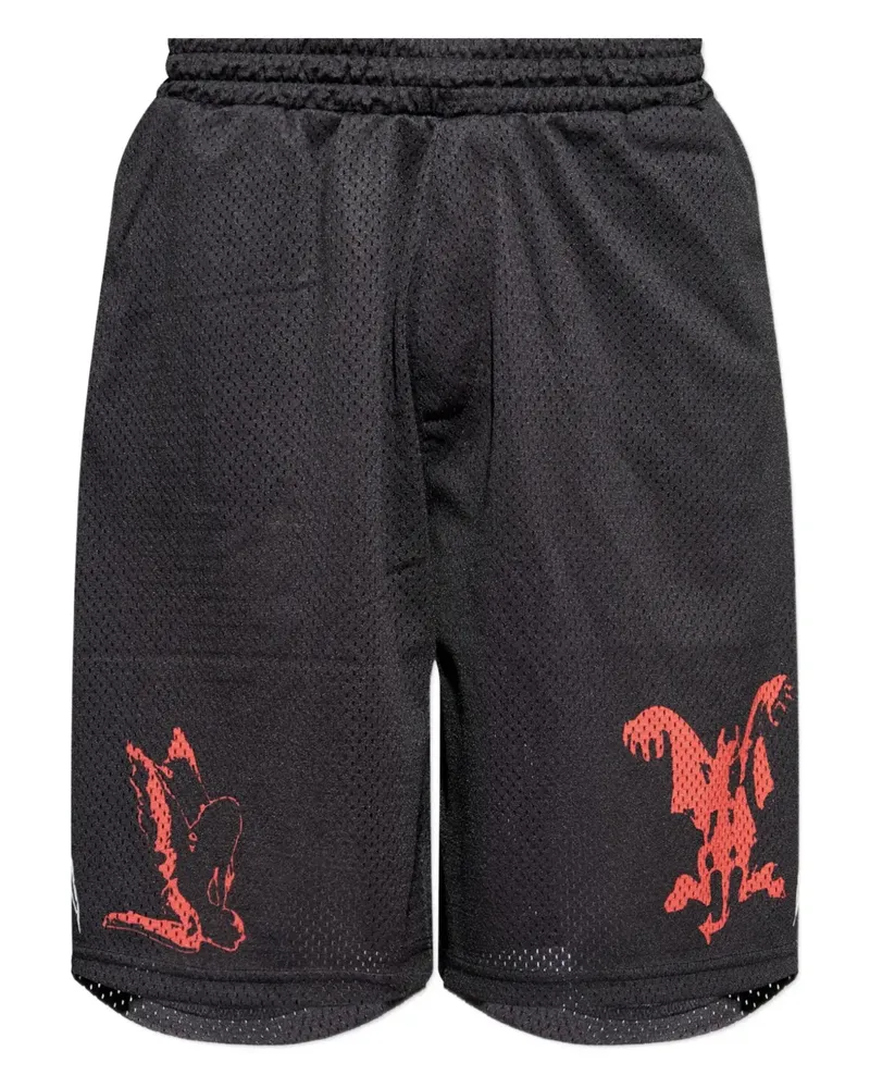 44 LABEL GROUP Shorts mit grafischem Print - Schwarz Schwarz