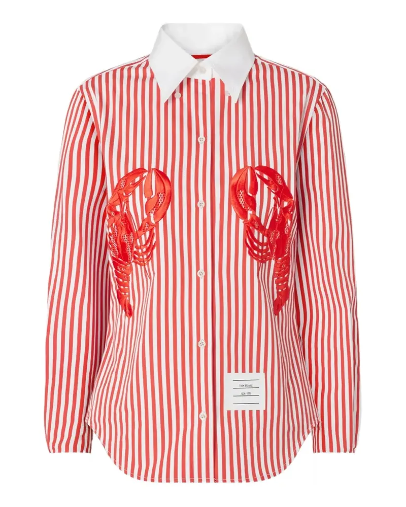 Thom Browne University Stripe Hemd mit Hummerapplikation - Rot Rot