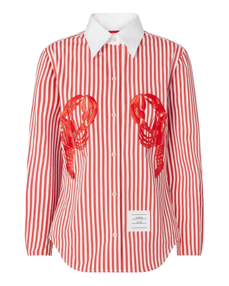 Thom Browne University Stripe Hemd mit Hummerapplikation - Rot Rot