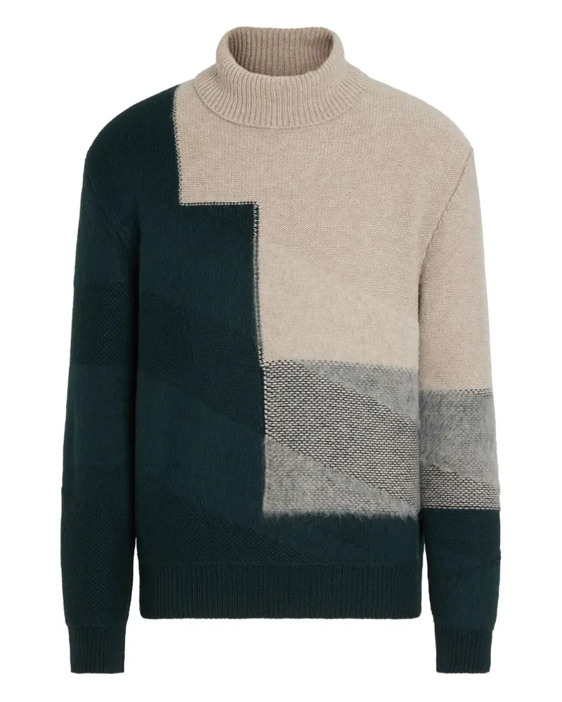 Ermenegildo Zegna Pullover in Colour-Block-Optik - Grün Grün