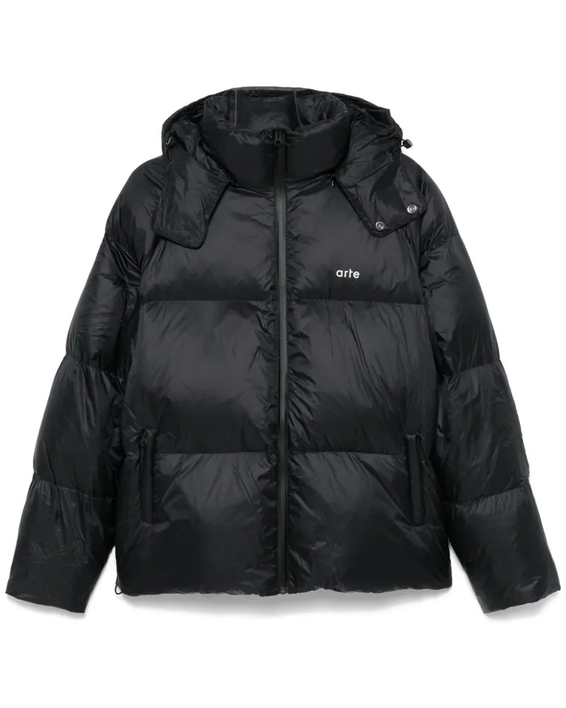 Arte Antwerp Gefütterte Jacke mit Logo-Print - Schwarz Schwarz