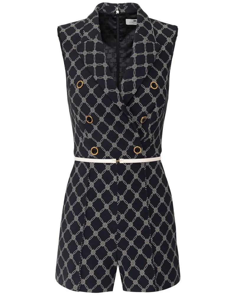 Elisabetta Franchi Jumpsuit mit Rautenmuster - Schwarz Schwarz