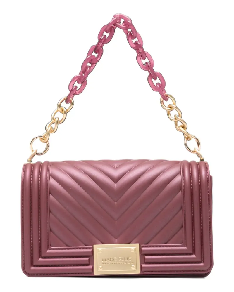 MARC ELLIS small Flat 27 chevron-quilted logo-plaque tote bag - Rot Rot