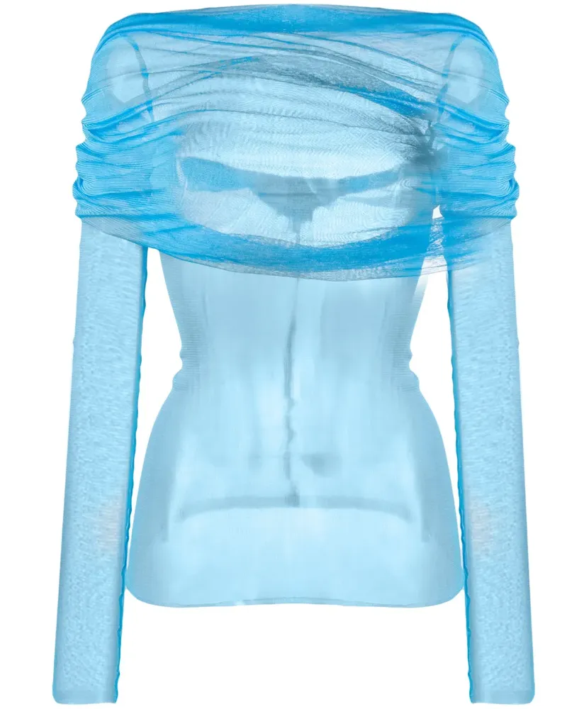 Christopher Esber Schulterfreies Veiled Oberteil - Blau Blau