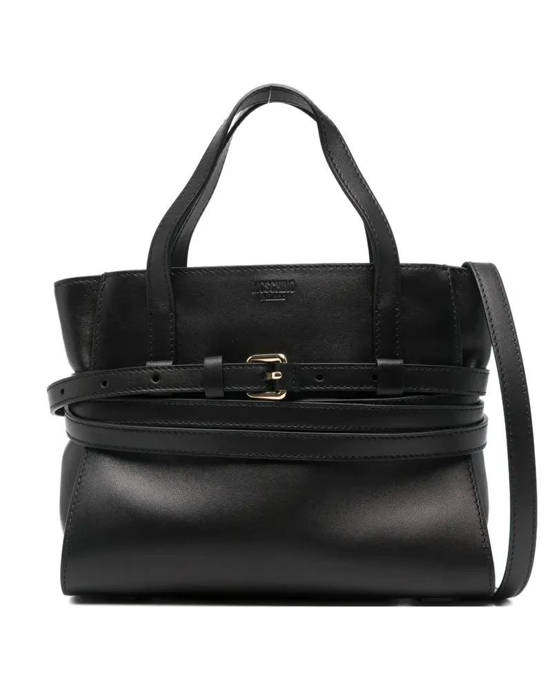 Moschino small Tie Me buckle-belt tote bag - Schwarz Schwarz