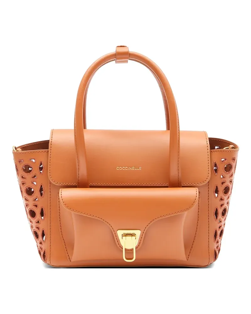 Coccinelle cut-out leather tote bag - Nude Nude