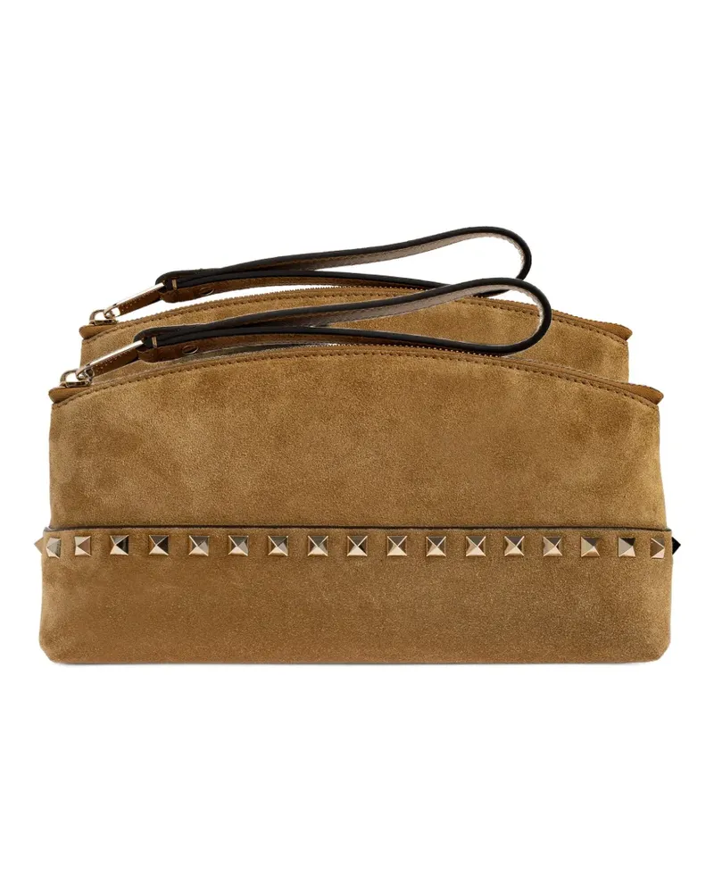 Valentino Garavani Rockstud Clutch aus Wildleder - Braun Braun