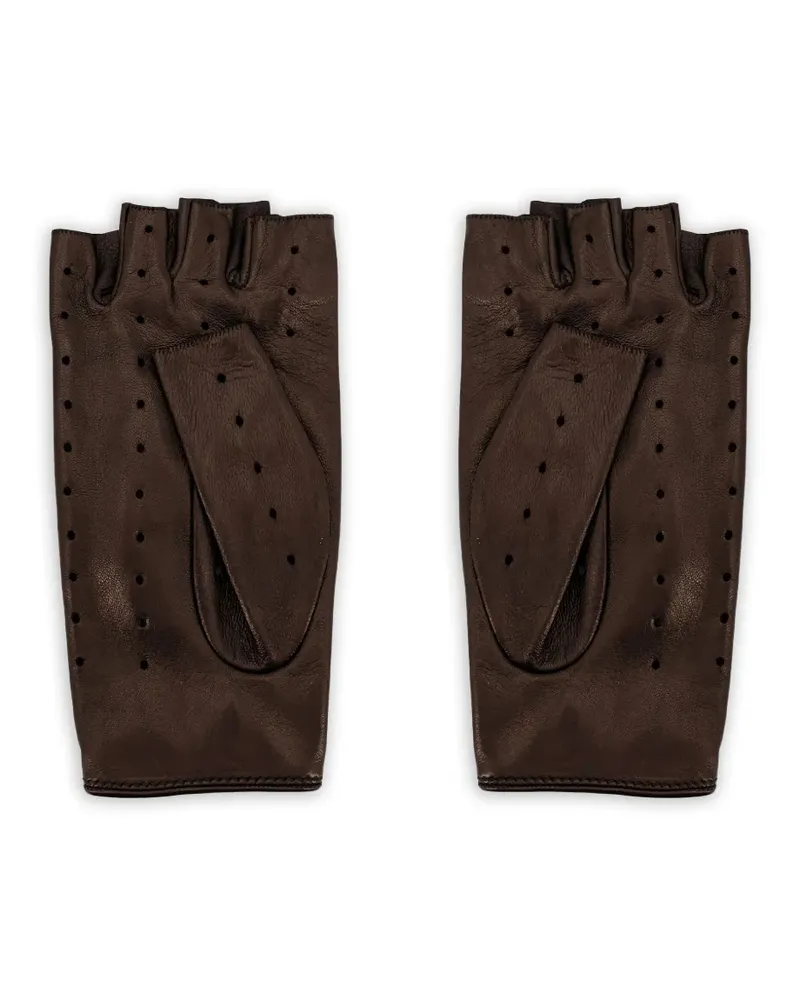Valentino Garavani Perforierte Handschuhe aus Leder - Braun Braun