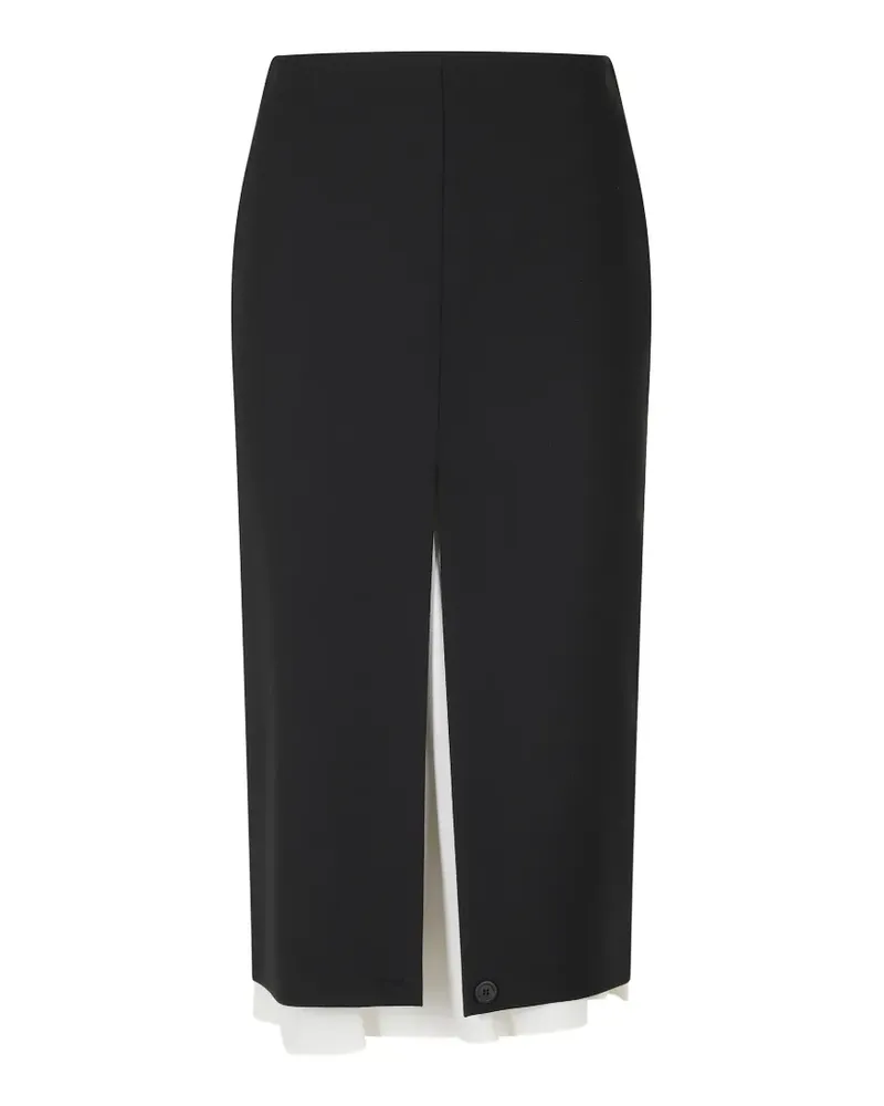 Semicouture Xenia layered-detail front-slit midi skirt - Schwarz Schwarz
