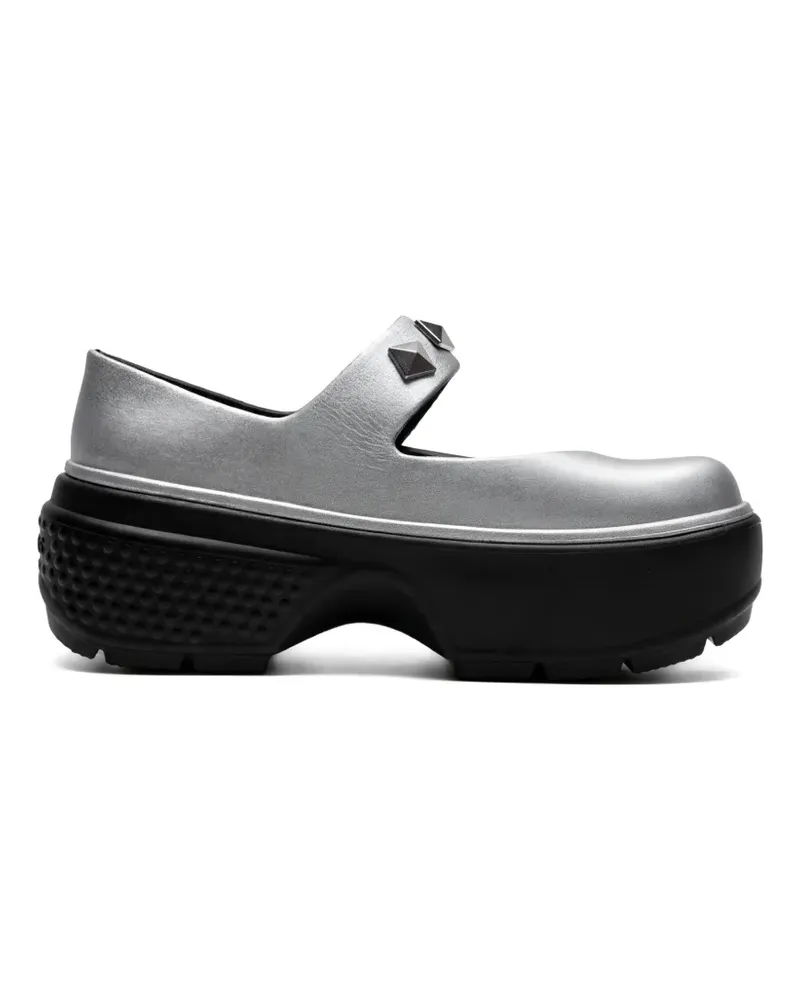 Crocs Plateau-Loafer mit Nieten - Silber Silber
