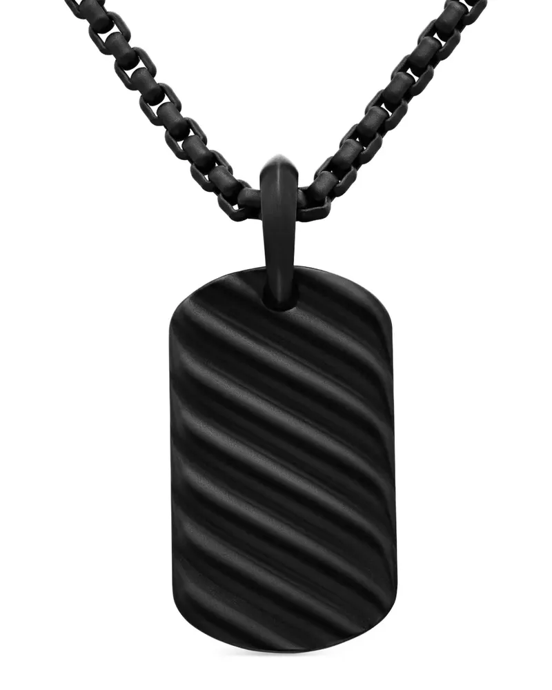 David Yurman Sculpted Cable Tag (27mm) - Schwarz Schwarz