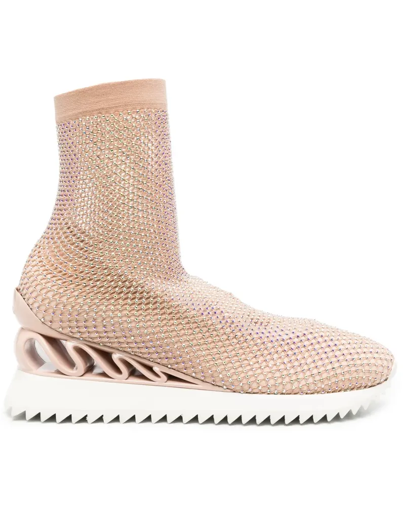 Le Silla High-Top-Sneakers mit Kristallen - Nude Nude