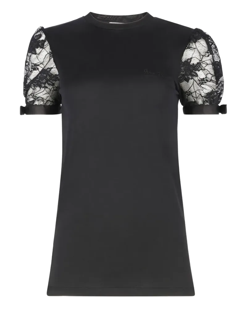 Nina Ricci T-Shirt mit Spitzenstickerei - Schwarz Schwarz