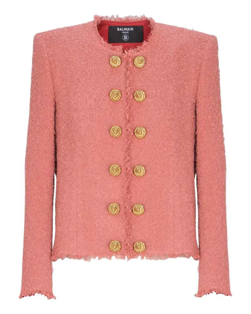 Balmain Jacke aus Tweed mit Knöpfen - Rosa Rosa