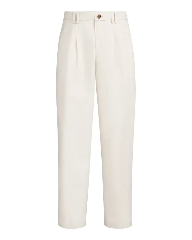 Brunello Cucinelli Baumwoll-Leinenhose mit Falte - Nude Nude