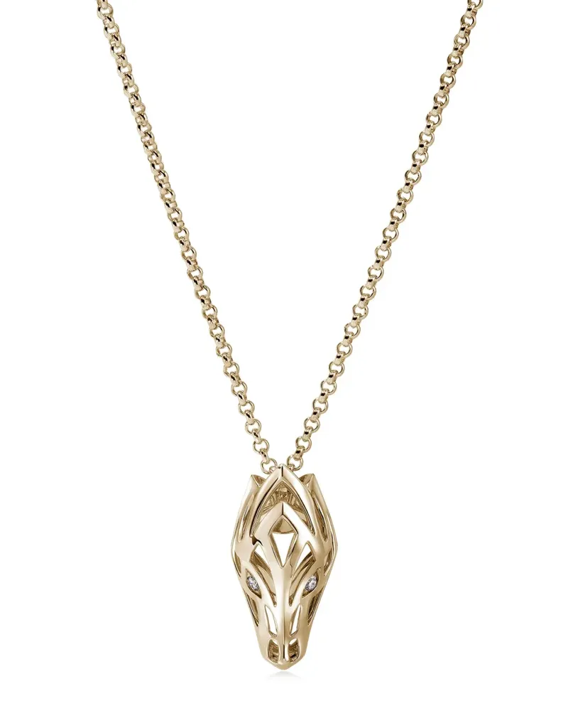 John Hardy 14kt Naga Gelbgoldhalskette mit Diamant-Anhänger Gold