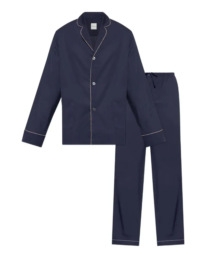 Paul Smith Signature Stripe Pyjama mit Paspelierung - Blau Blau