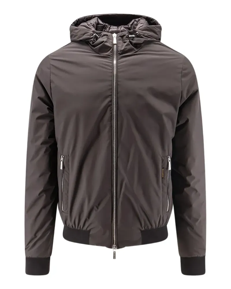 MOORER Kapuzenjacke mit geripptem Besatz - Braun Braun