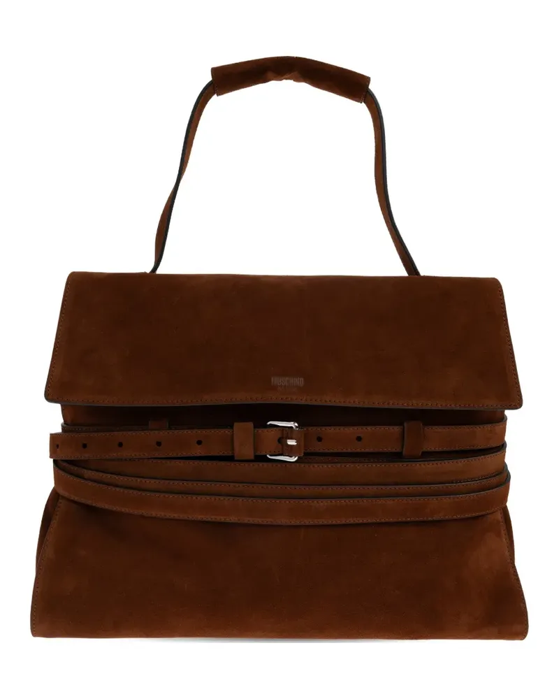 Moschino belted top-handle tote bag - Braun Braun