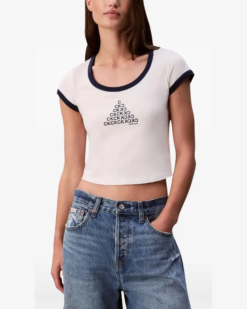 Calvin Klein logo-print cropped T-shirt - Weiß Weiß
