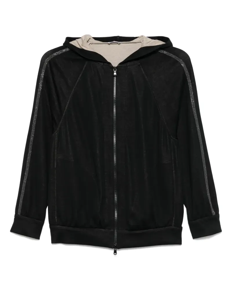 Brunello Cucinelli Kapuzenjacke mit Streifendetail - Schwarz Schwarz