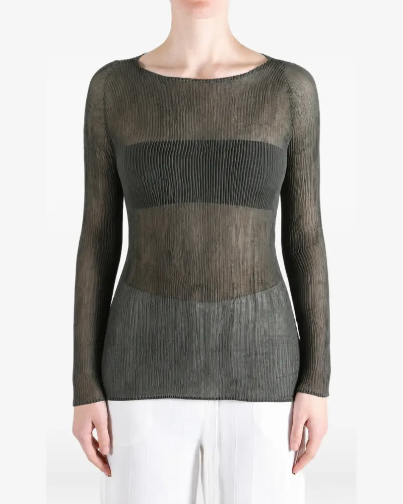 Issey Miyake Semi-transparentes Oberteil mit Falten - Grau Grau