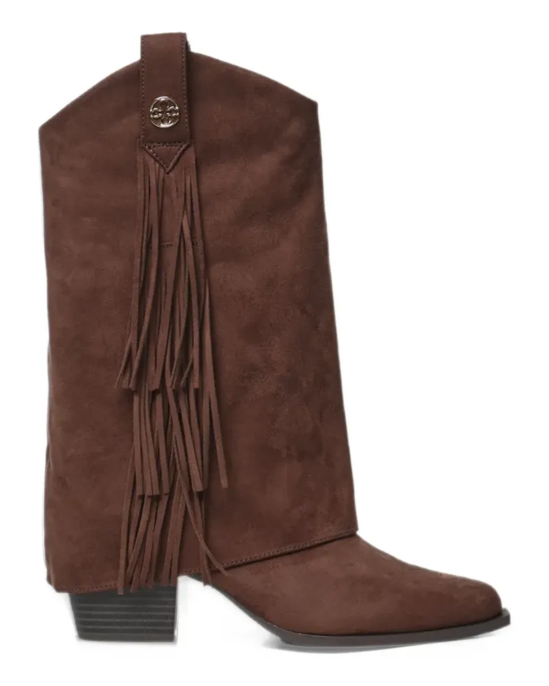 V°73 Cowboystiefel mit Umschlag und Fransen - Braun Braun