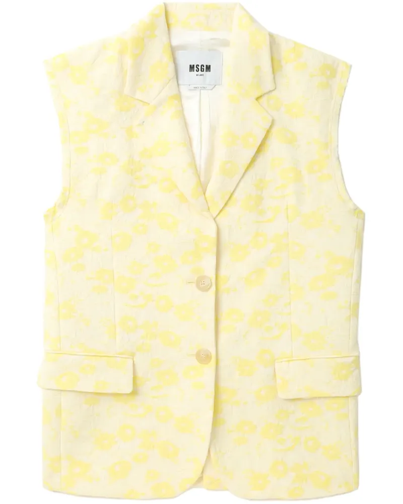 MSGM Pullunder aus Blumen-Jacquard - Gelb Gelb