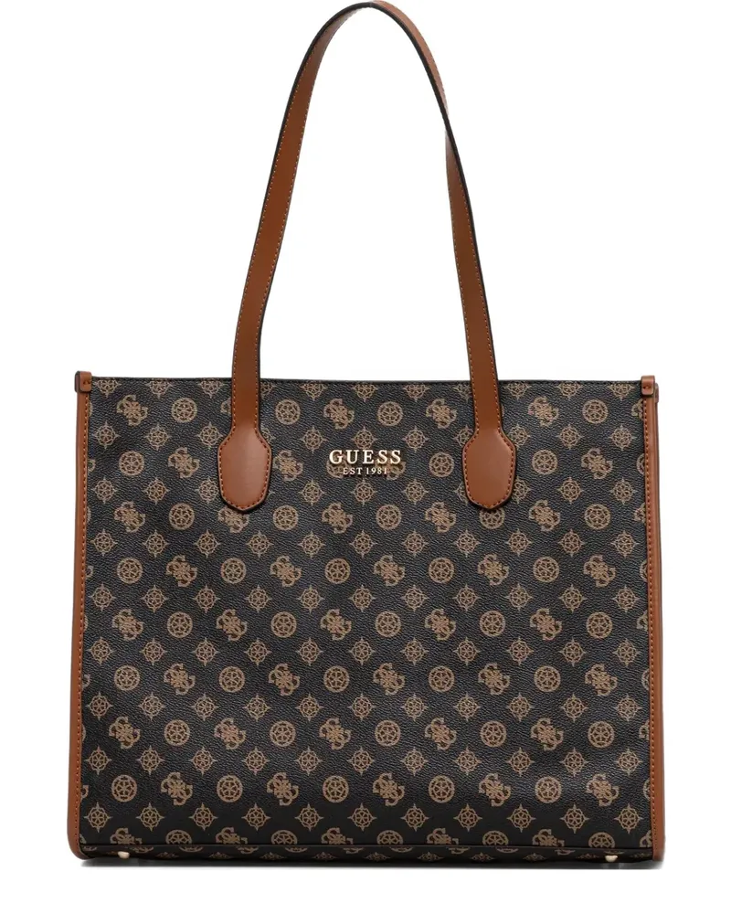 Guess monogram-pattern logo-details tote bag - Braun Braun