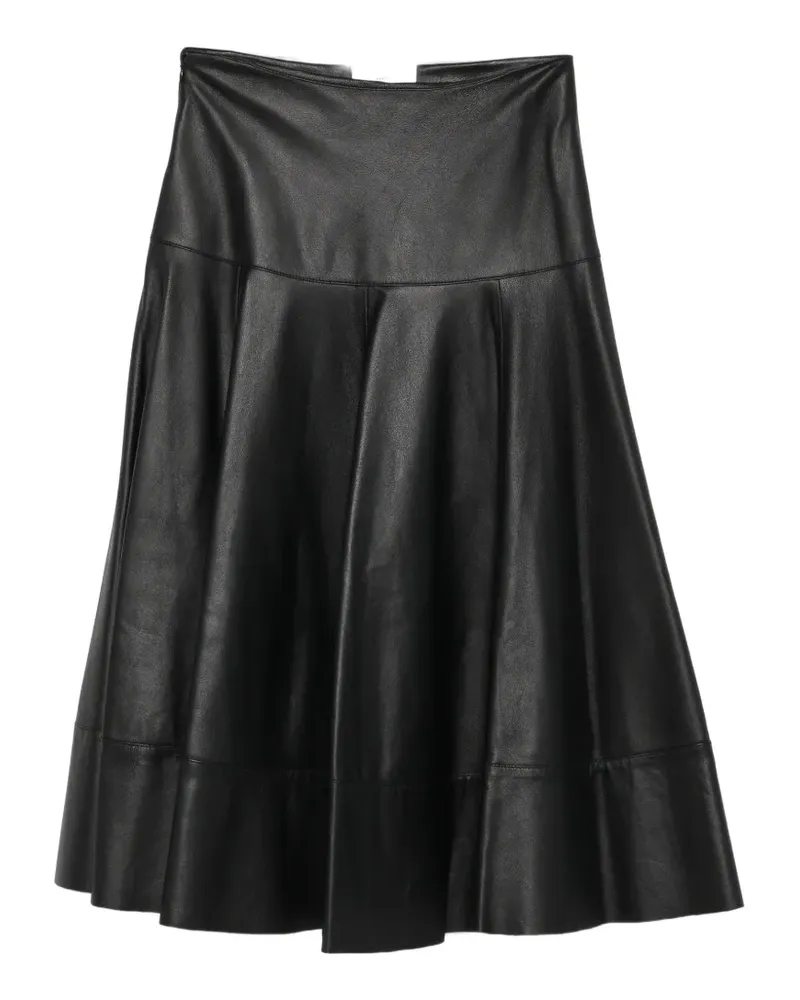 SOLOTRE pleated A-line midi skirt - Schwarz Schwarz