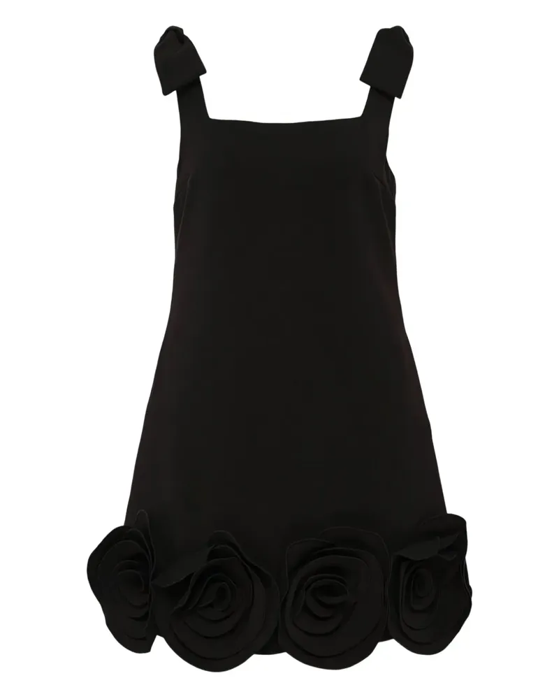 Self-Portrait Minikleid mit Blumenapplikation - Schwarz Schwarz