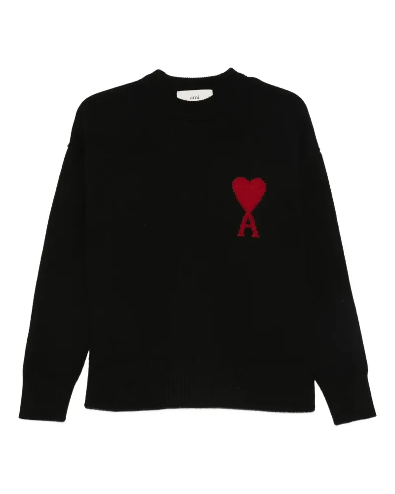 AMI Paris Pullover mit Herzmotiv - Schwarz Schwarz